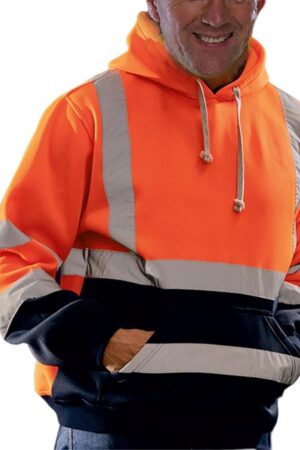 Mens High Visibility Safety Sweatshirts Reflective High Vis Construction Work Fall Winter Hoodies with Pocket