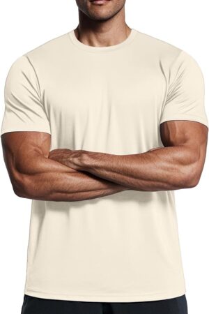 Mens Athletic Shirts Moisture Wicking Short Sleeve Quick Dry Workout T-Shirt for Gym Running Exercise