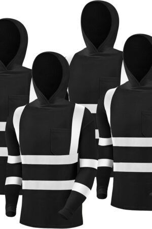 4 Pcs Reflective Safety T Shirt High Visibility Work Shirts Sun Protection Construction