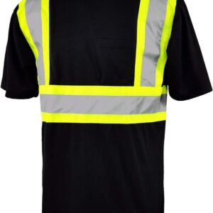 Hi Vis Class 3 T Shirt Reflective Safety Black Short Long Sleeve HIGH Visibility 39 55