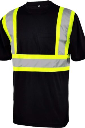 Hi Vis Class 3 T Shirt Reflective Safety Black Short Long Sleeve HIGH Visibility 39 55