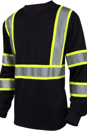 Hi Vis Class 3 T Shirt Reflective Safety Black Short Long Sleeve HIGH Visibility 39 55