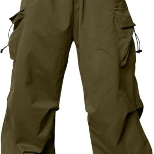 Men's Baggy Cargo Pants Trendy Casual Parachute Pant Loose Fit Harem Joggers with Pockets for Streetwear