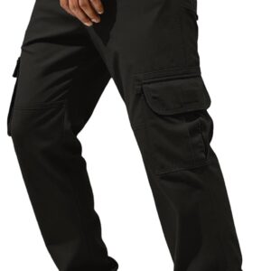 Men's Casual Cargo Pants Relaxed Fit Stretch Joggers Elastic Waist Hiking Pants with 6 Pockets for Streetwear