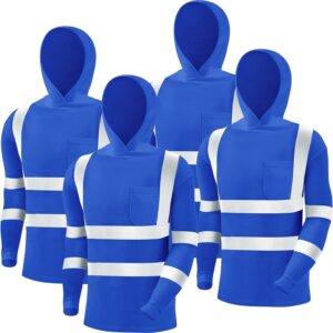4 Pcs Reflective Safety T Shirt High Visibility Work Shirts Sun Protection Construction