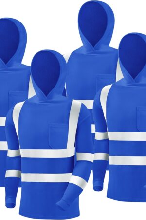 4 Pcs Reflective Safety T Shirt High Visibility Work Shirts Sun Protection Construction