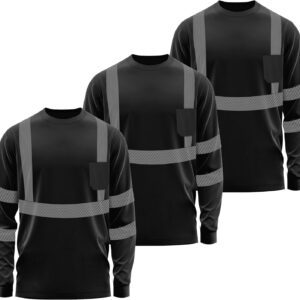 Hi vis Long Sleeve reflective Shirts for Men, Safety Shirts for Construction Class 3 (Sun protection,Sweat odor control)