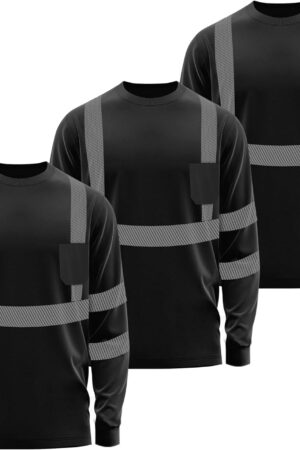 Hi vis Long Sleeve reflective Shirts for Men, Safety Shirts for Construction Class 3 (Sun protection,Sweat odor control)