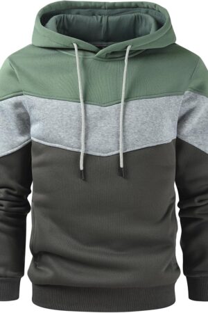 Men's Novelty Color Block Pullover Fleece Hoodie Long Sleeve Casual Sweatshirt with Pocket