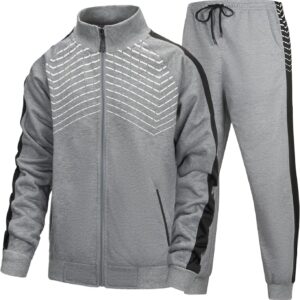 Men's Sweat Suit 2 Piece Outfit Casual Contrast Sports Jogging Tracksuits Set