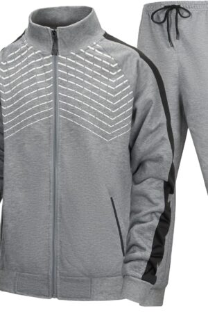 Men's Sweat Suit 2 Piece Outfit Casual Contrast Sports Jogging Tracksuits Set