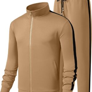 Men's Track Suits 2 Piece Full Zip Sports Outfits Set Sweatshirt and Joggers Sweatpants