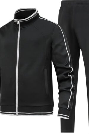 Men's 2 Pieces Athletic Tracksuit Full-Zip Workout Sweatsuit with Active Jackets and Pants