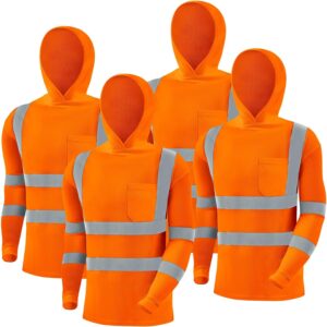 4 Pcs Reflective Safety T Shirt High Visibility Work Shirts Sun Protection Construction
