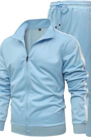 Men's Athletic 2 Pieces Tracksuit Casual Full Zip Jogging Sweat Suit Workout Sports Set Sportswear